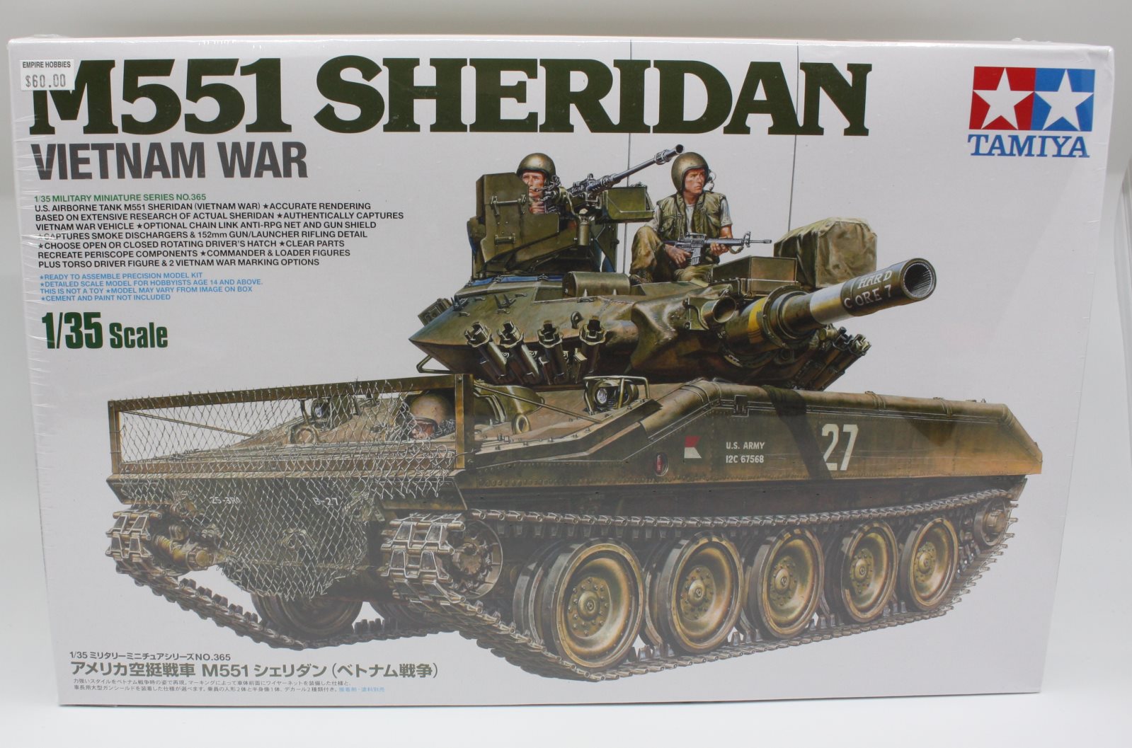 Tamiya 35365 1:35 US AirborneM551 Sheridan Vietnam War Military Tank Model Kit