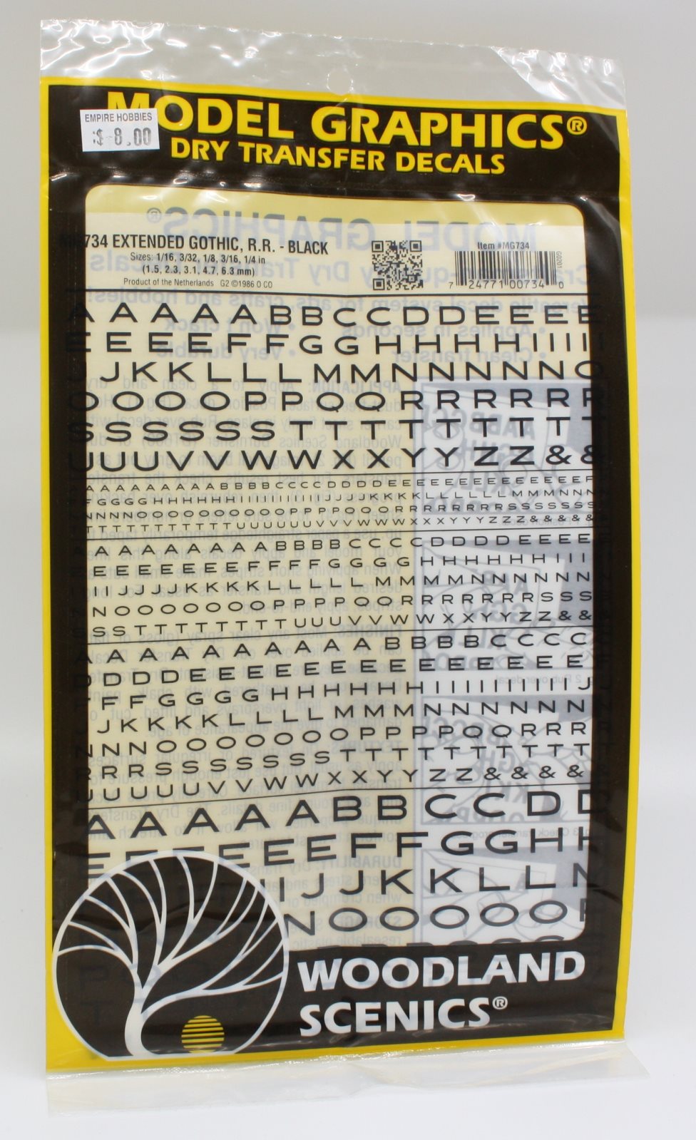 Woodland Scenics MG734 Extended Gothic R.R. Black Dry Transfer Decals
