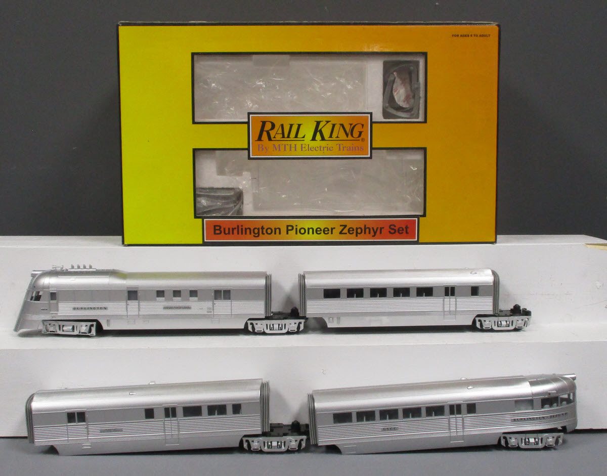 MTH 30-2186-1 O Burlington Pioneer Zephyr Diesel Passenger Train Set w/PS1 LN/Box
