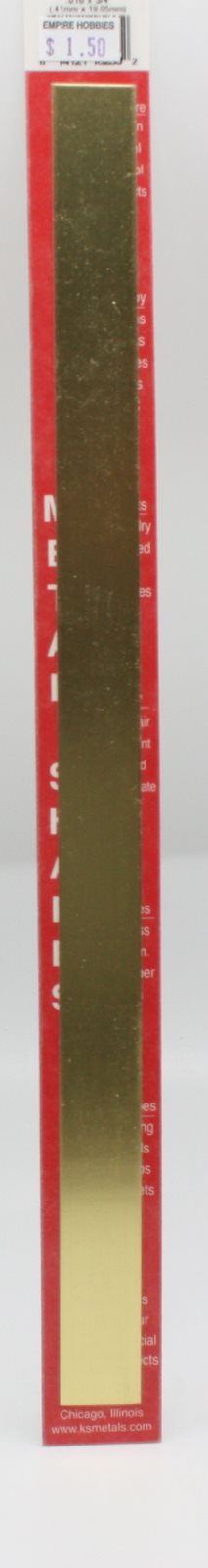 K&S 8233 .016" x 3/4" x 12" Brass Strip