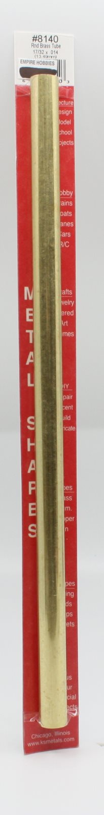 K&S 8140 17/32" x .014" x 12" Round Brass Tube