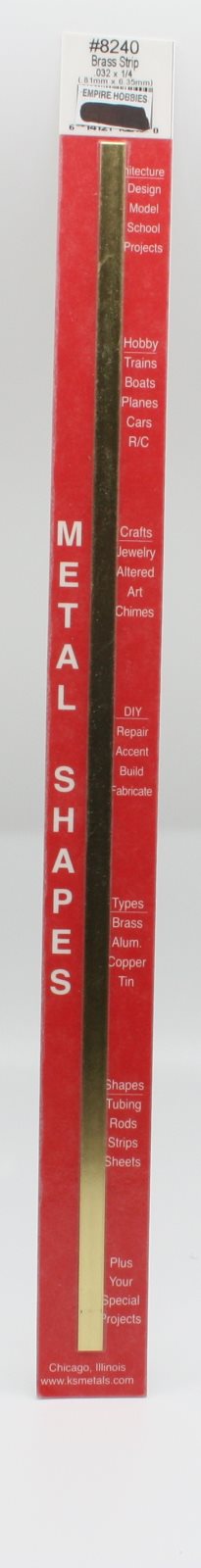 K&S 8240 .032" x 1/4" x 12" Brass Strip