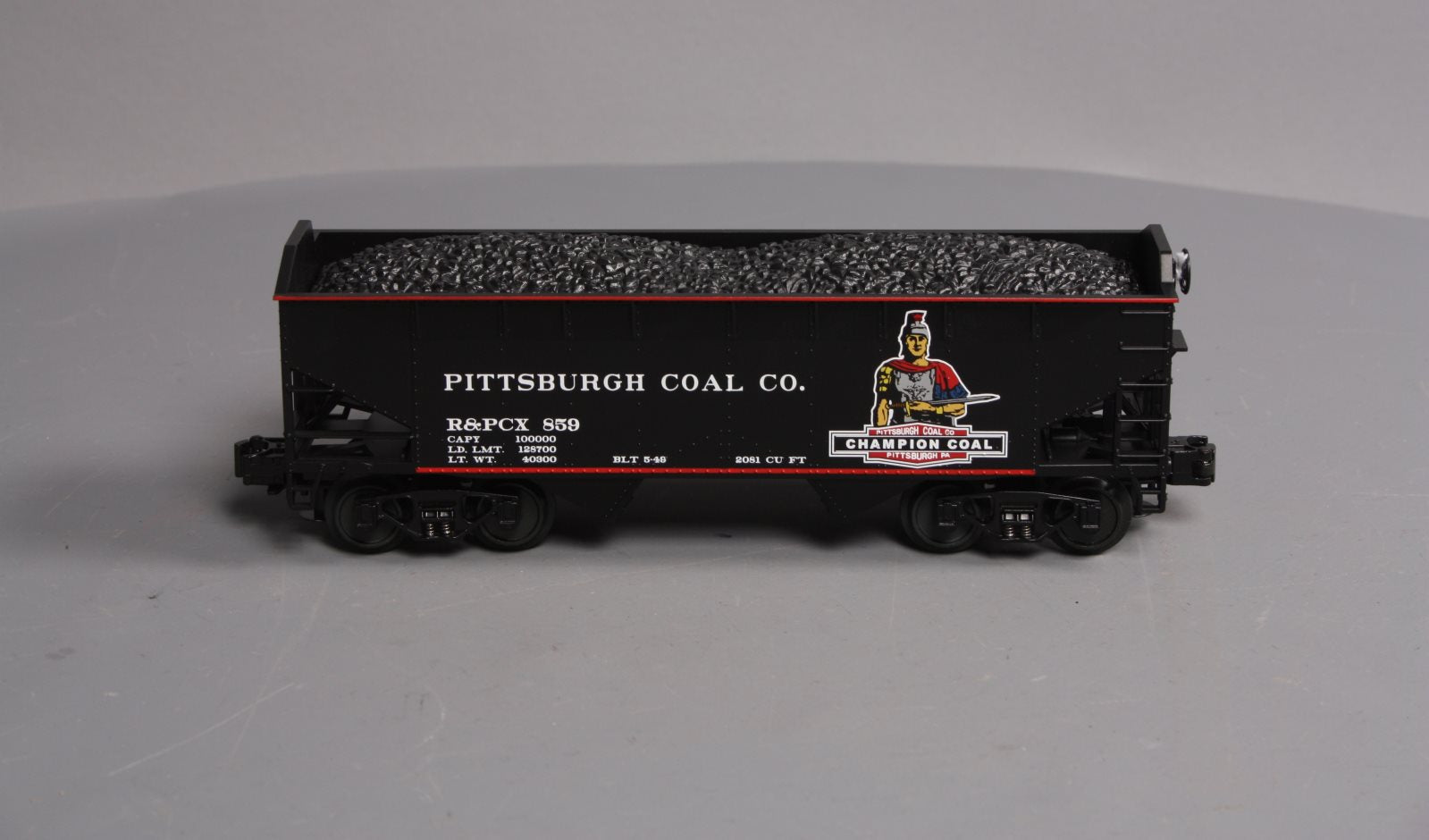 MTH 20-97517 O Pittsburgh/Champion 2-Bay Offset Hopper Car w/Coal Load #859 LN/Box