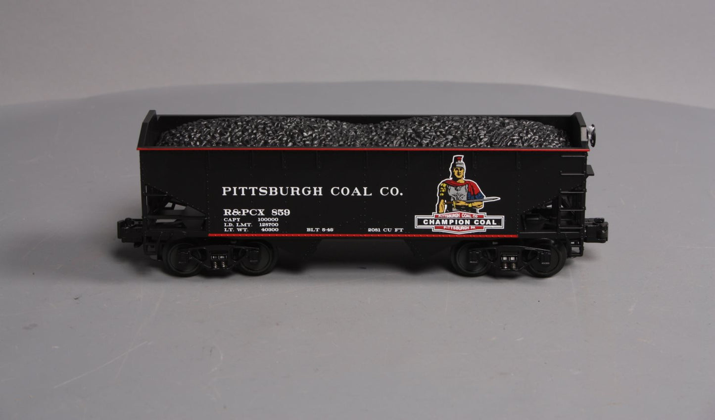 MTH 20-97517 O Pittsburgh/Champion 2-Bay Offset Hopper Car w/Coal Load #859 LN/Box