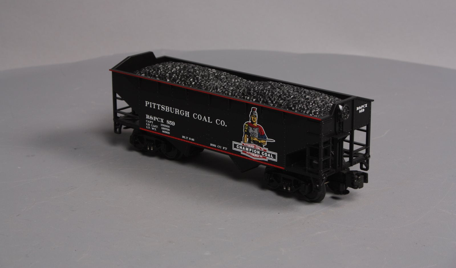 MTH 20-97517 O Pittsburgh/Champion 2-Bay Offset Hopper Car w/Coal Load #859 LN/Box