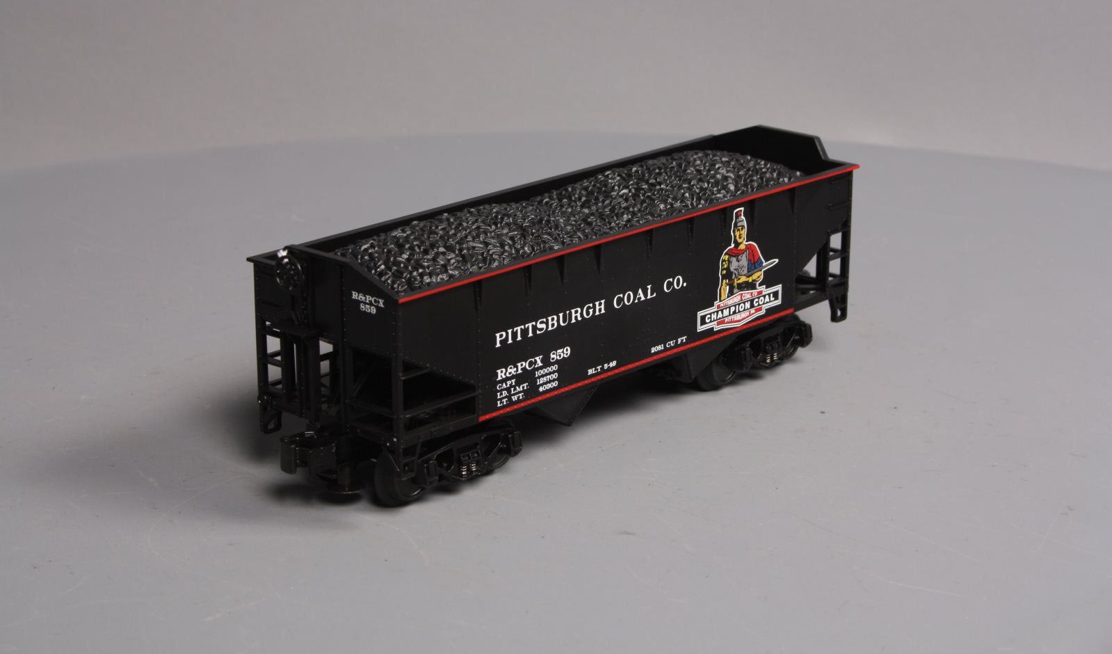 MTH 20-97517 O Pittsburgh/Champion 2-Bay Offset Hopper Car w/Coal Load #859 LN/Box