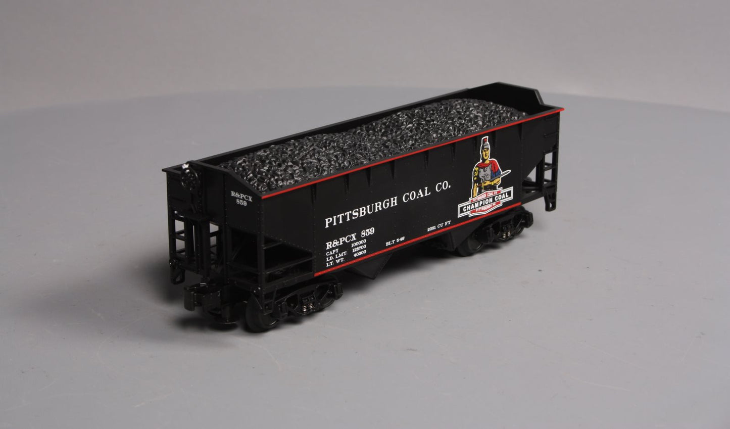 MTH 20-97517 O Pittsburgh/Champion 2-Bay Offset Hopper Car w/Coal Load #859 LN/Box