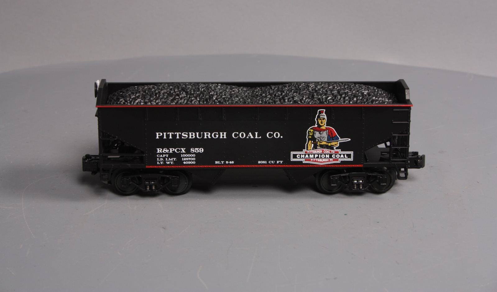 MTH 20-97517 O Pittsburgh/Champion 2-Bay Offset Hopper Car w/Coal Load #859 LN/Box