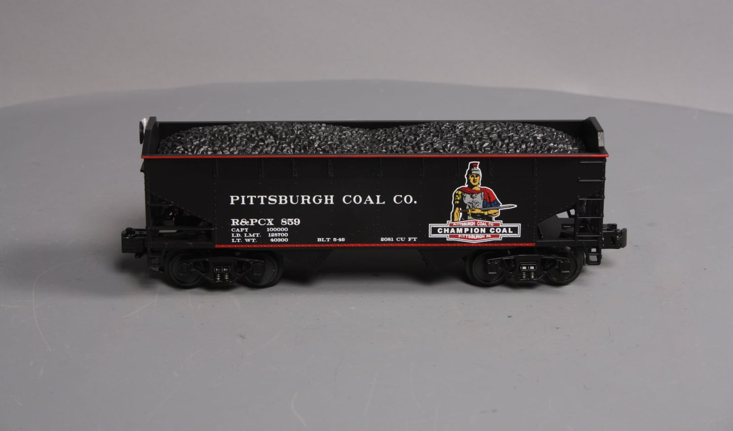 MTH 20-97517 O Pittsburgh/Champion 2-Bay Offset Hopper Car w/Coal Load #859 LN/Box