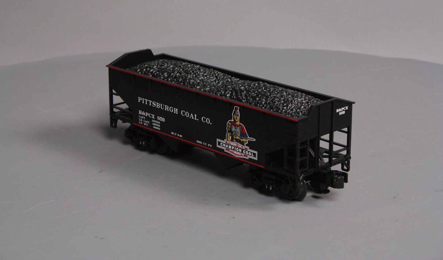 MTH 20-97517 O Pittsburgh/Champion 2-Bay Offset Hopper Car w/Coal Load #859 LN/Box