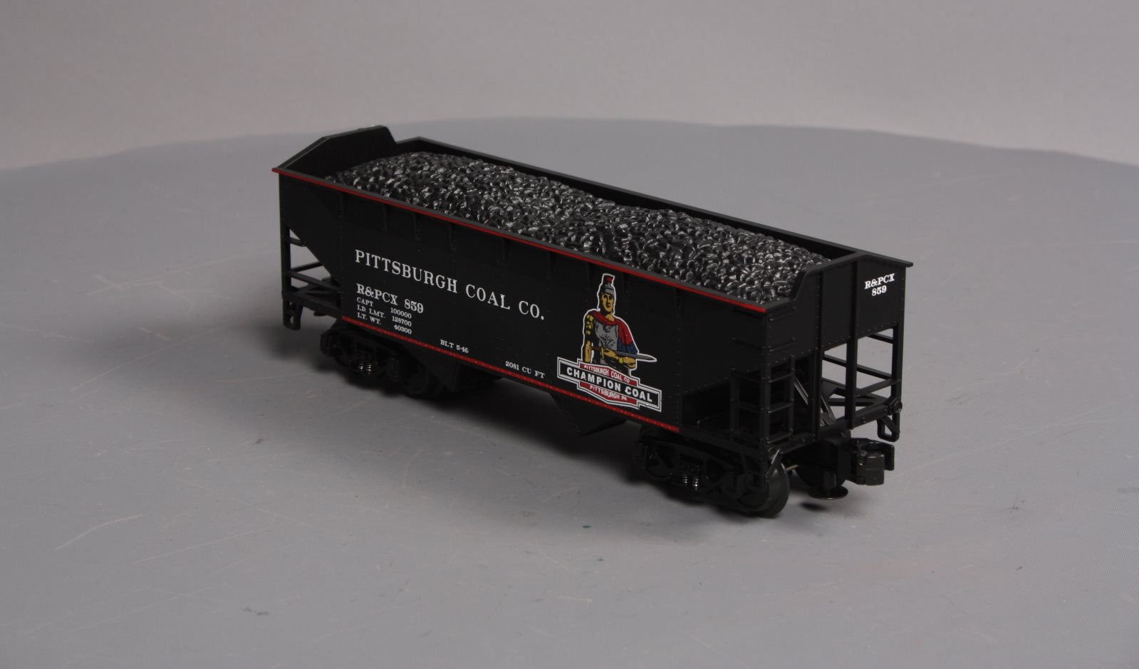 MTH 20-97517 O Pittsburgh/Champion 2-Bay Offset Hopper Car w/Coal Load #859 LN/Box