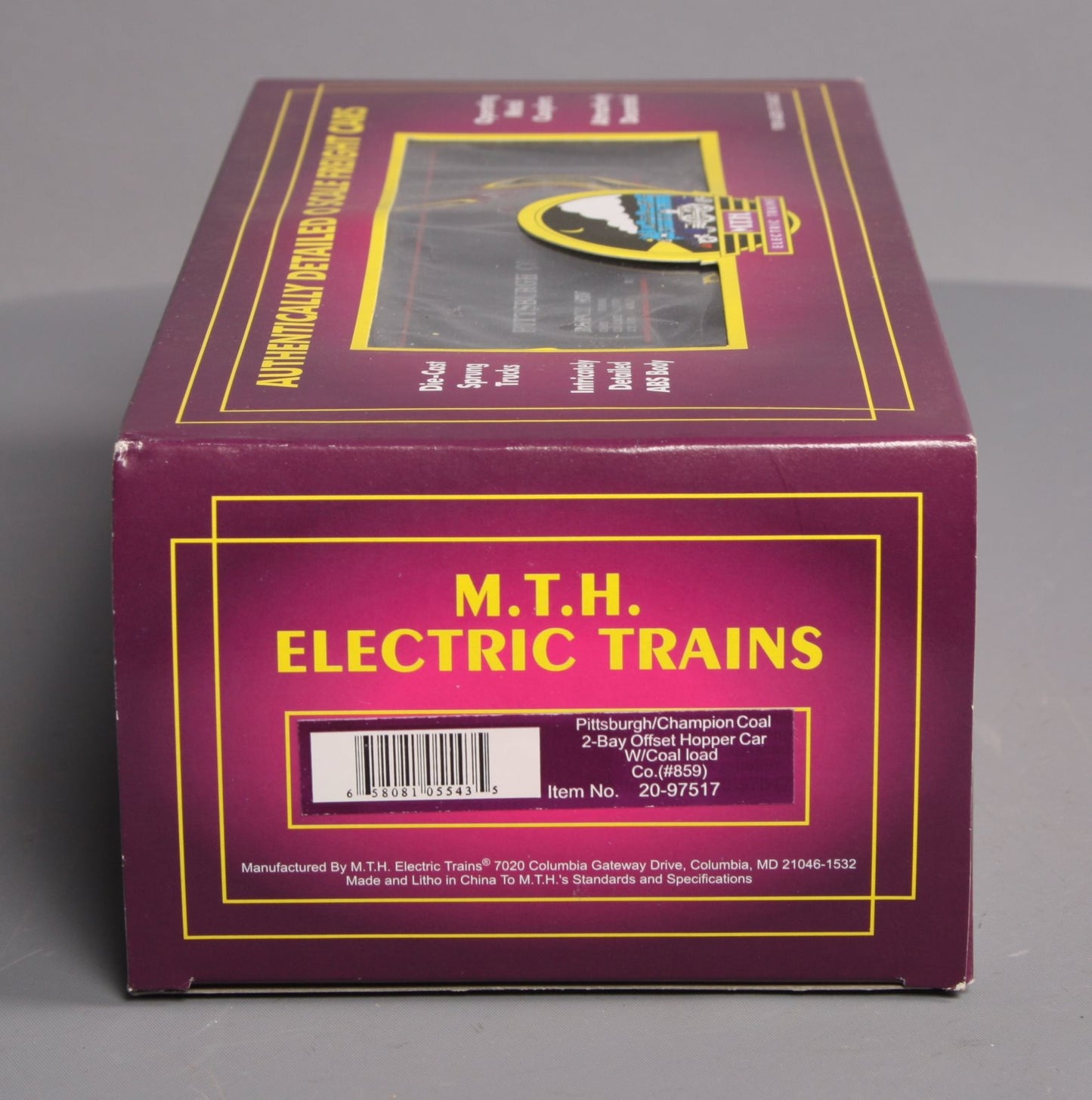 MTH 20-97517 O Pittsburgh/Champion 2-Bay Offset Hopper Car w/Coal Load #859 LN/Box