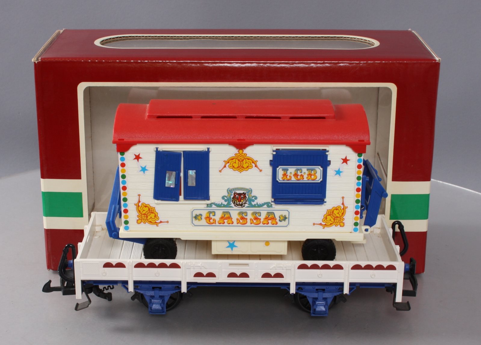 LGB 4037 G Scale Circus Flatcar with Cassa Trailer EX/Box