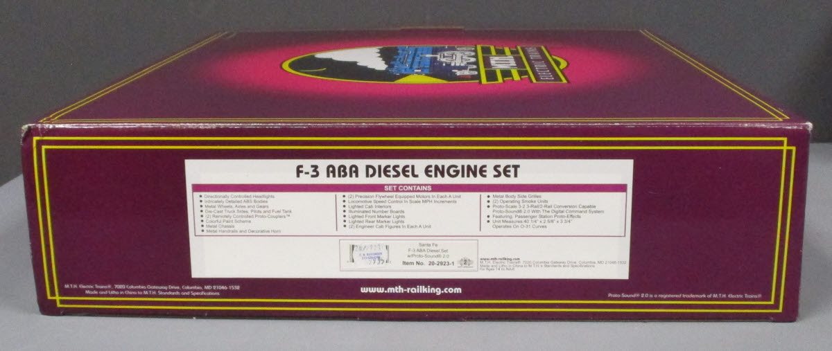 MTH 20-2923-1 Santa Fe F-3 ABA Diesel Engine Set w/PS 2.0 #16L/16C/16A LN/Box