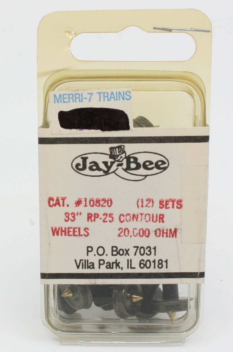 Jay Bee 10820 HO 33" 20K Wheelsets with Pointed End Axles & Built-In Resistors