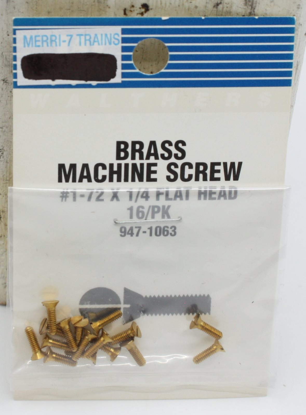 Walthers 947-1063 HO Brass Machine Screw #1-72 X 1/4 Flat Head (Pack of 16)