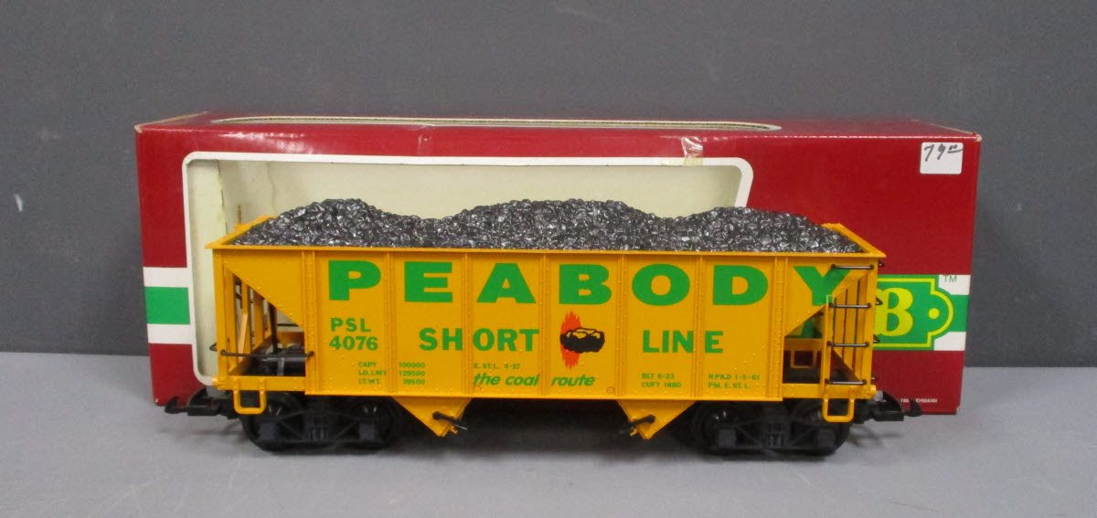 LGB 4076-X01 G Scale Peabody 2-Bay Hopper Car with Coal Load LN/Box