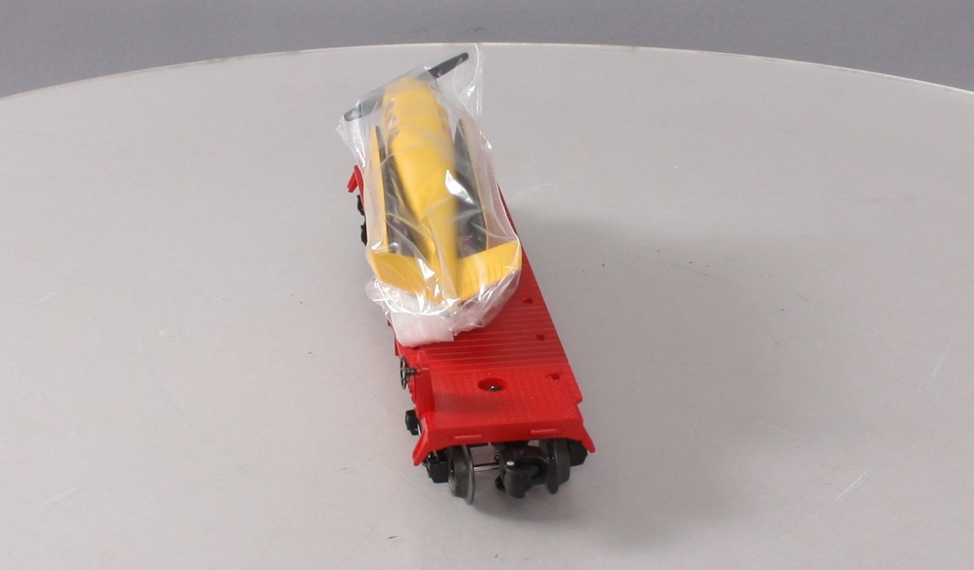 Lionel 6-19487 O Gauge PWC Flatcar w/ Yellow & Black Airplane LN/Box