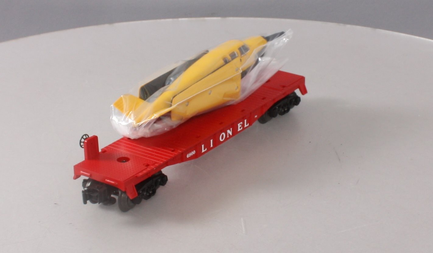 Lionel 6-19487 O Gauge PWC Flatcar w/ Yellow & Black Airplane LN/Box