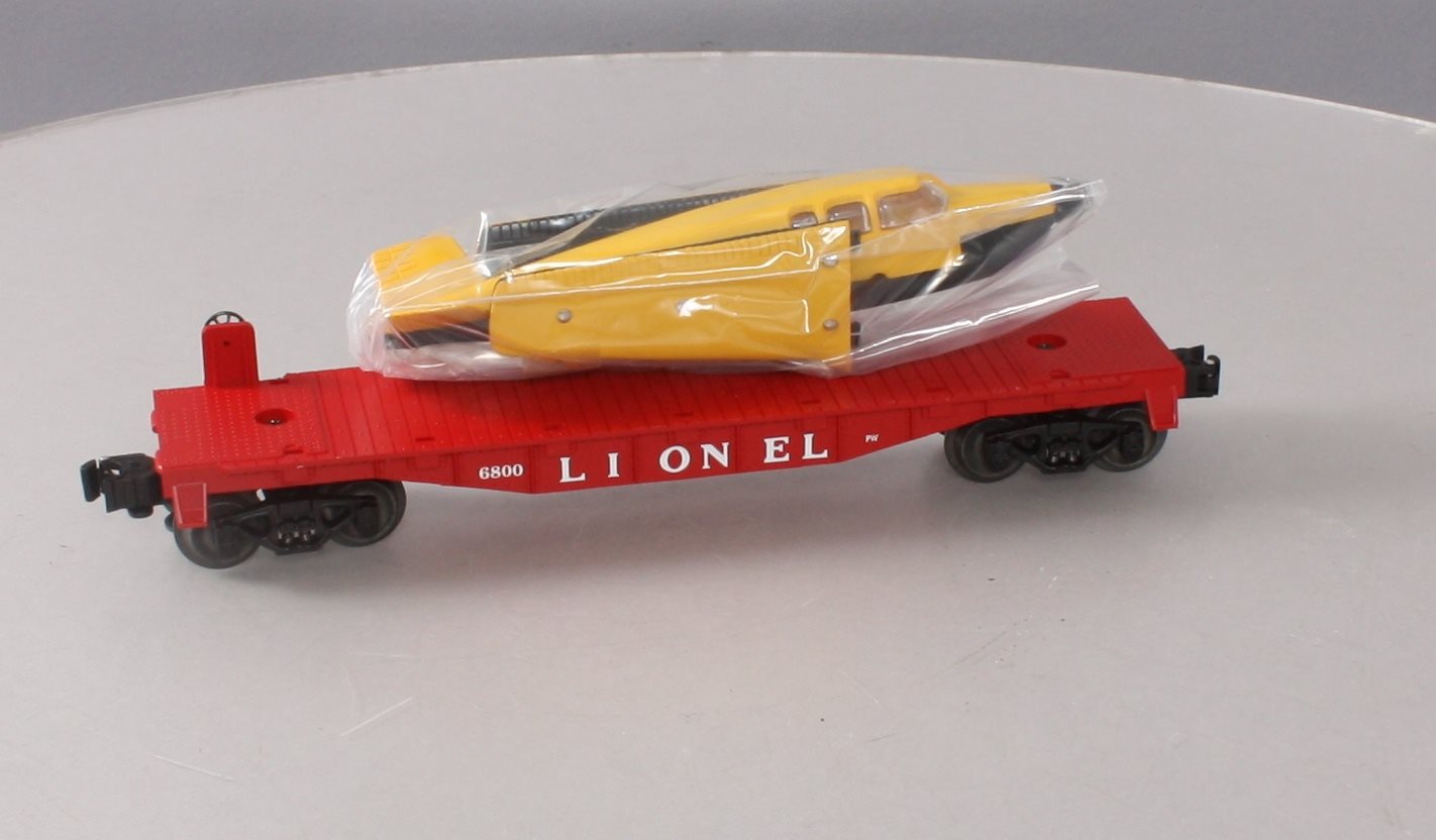 Lionel 6-19487 O Gauge PWC Flatcar w/ Yellow & Black Airplane LN/Box