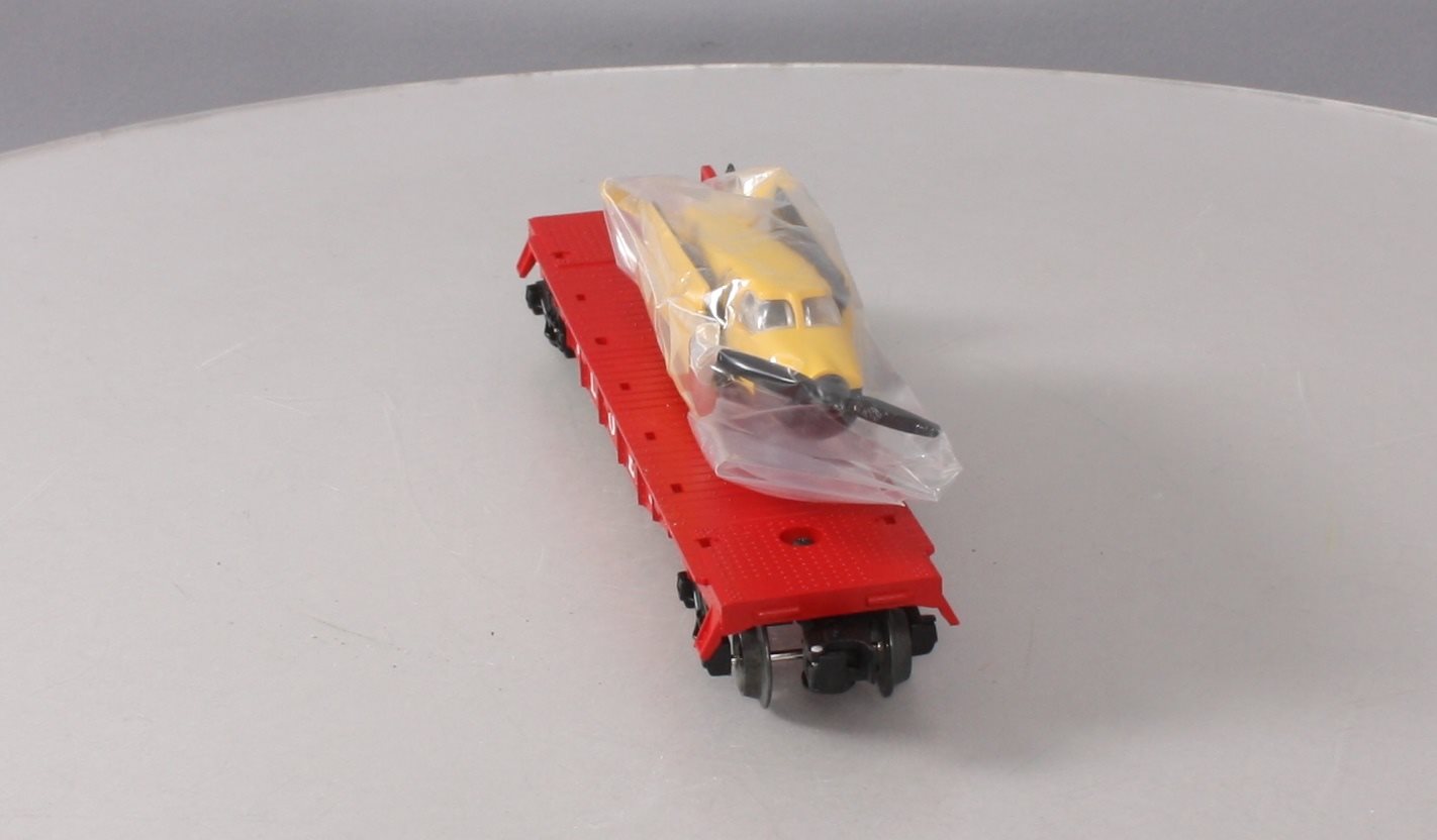 Lionel 6-19487 O Gauge PWC Flatcar w/ Yellow & Black Airplane LN/Box