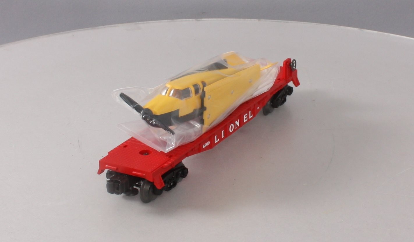 Lionel 6-19487 O Gauge PWC Flatcar w/ Yellow & Black Airplane LN/Box
