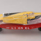 Lionel 6-19487 O Gauge PWC Flatcar w/ Yellow & Black Airplane LN/Box