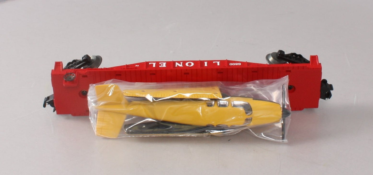 Lionel 6-19487 O Gauge PWC Flatcar w/ Yellow & Black Airplane LN/Box