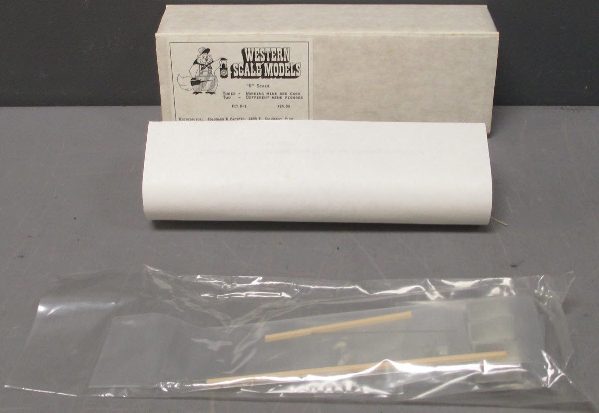 Western Scale Models M-1 O Scale Mine Ore Cars (3) & Mine Figures (2) Kit