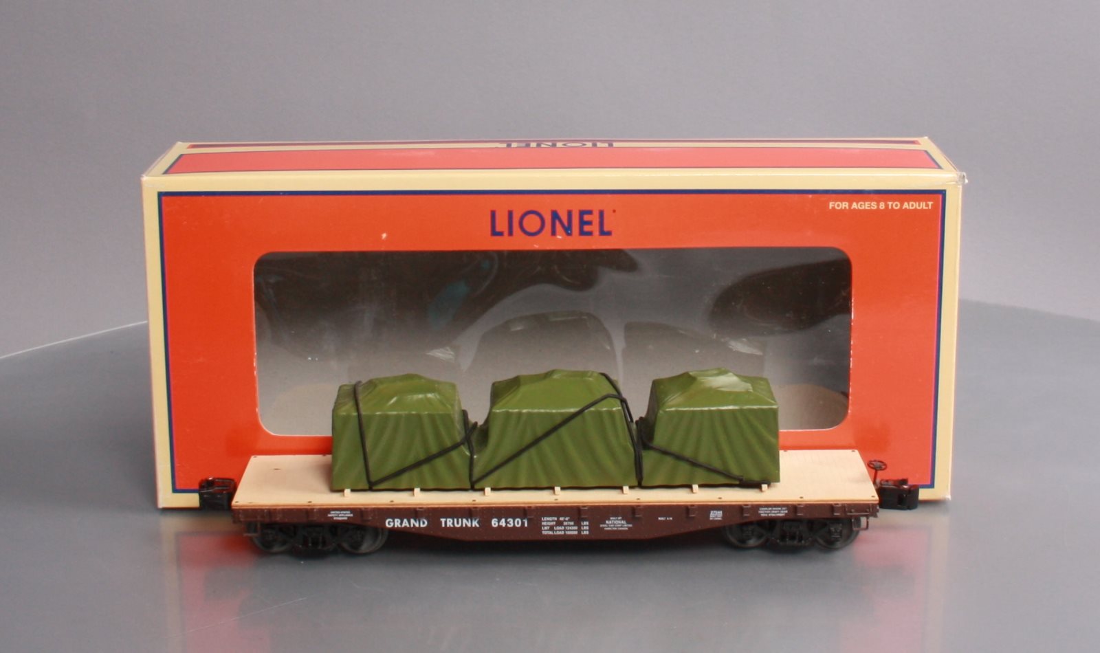 Lionel 6-27544 O Gauge Grand Trunk 40 Flatcar w/ Covered Load #64301