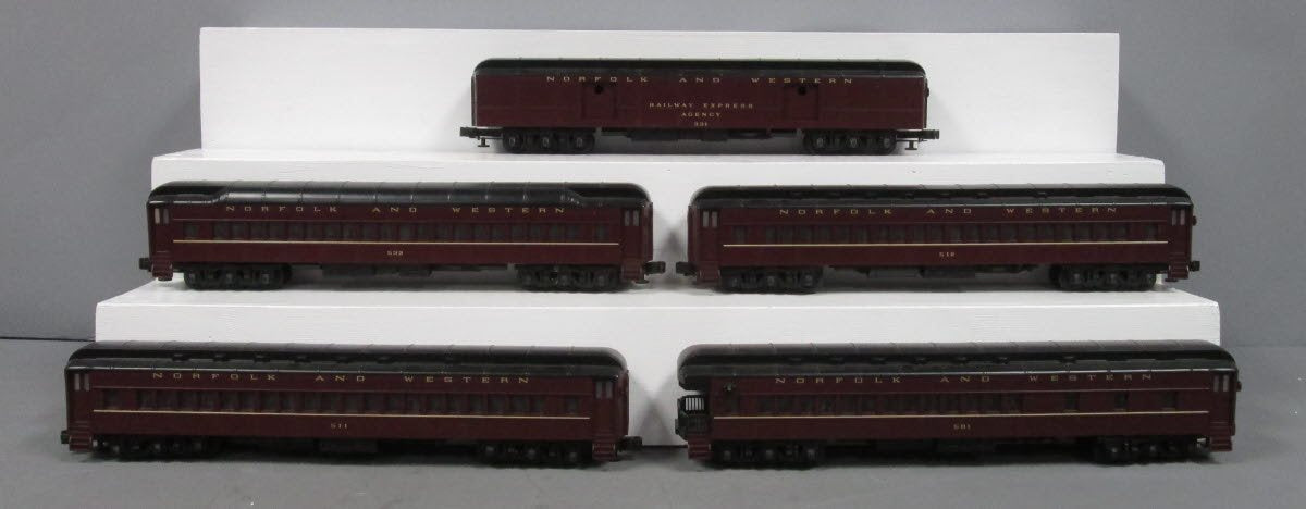 MTH 20-4004 O Gauge Norfolk & Western 70' Madison Passenger Car Set (Set of 5) EX/Box