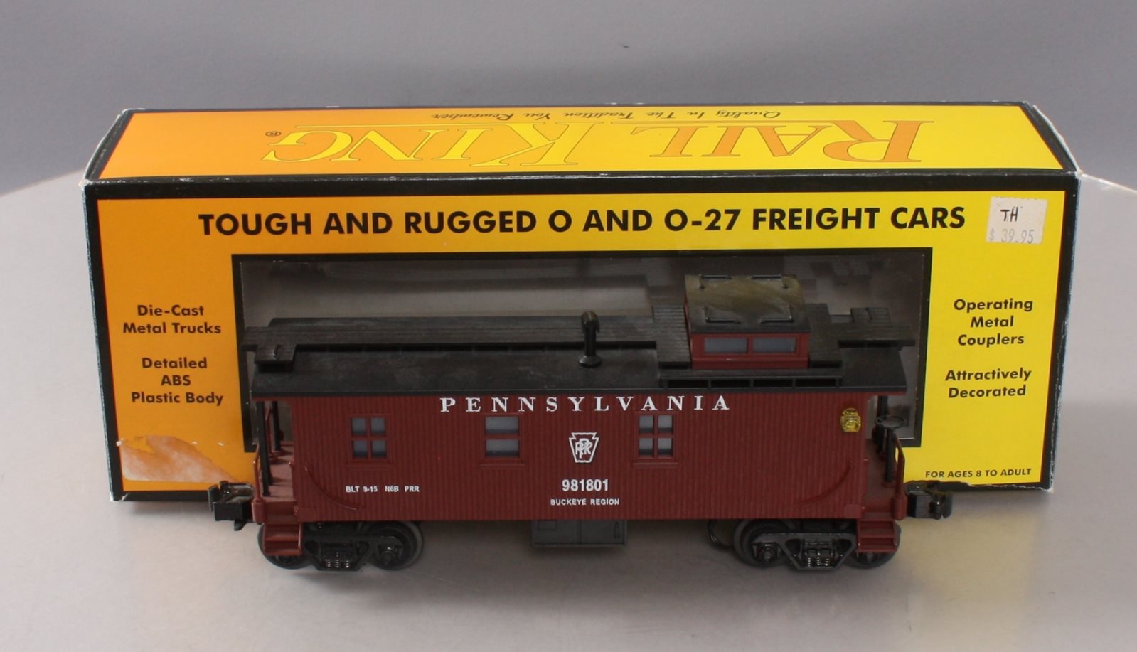 MTH 30-7722 O Gauge RailKing Pennsylvania Railroad Woodsided Caboose #981801