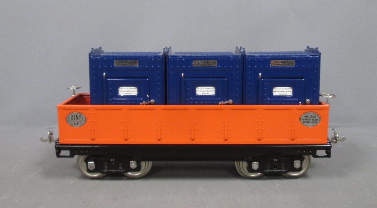 MTH 11-30150 Std. Gauge 212 Lionel Lines Gondola car with Containers LN/Box