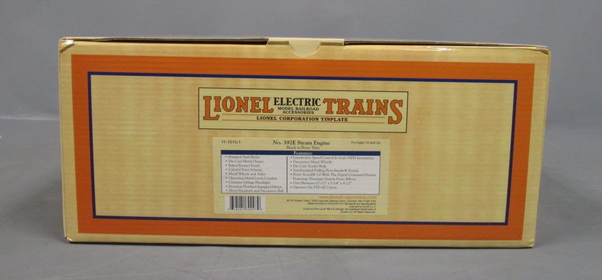 MTH 11-1015-1 Std. Gauge Lionel 392E Black Steam Engine & Tender w/ PS2 LN/Box