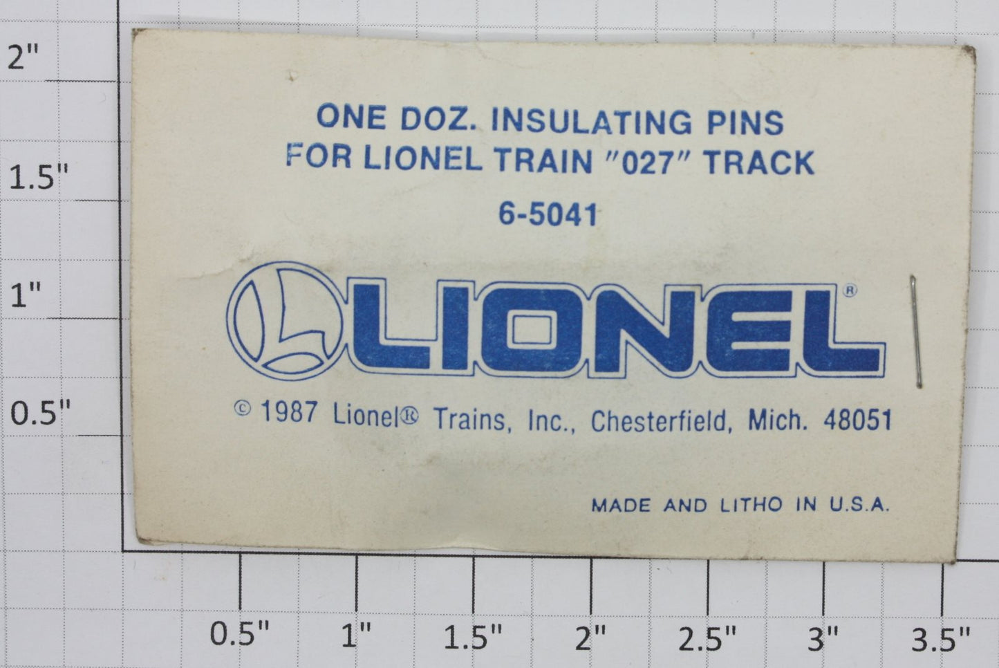 Lionel 65041 O27 Gauge Fiber Insulating Track Pins (Envelope of 12)