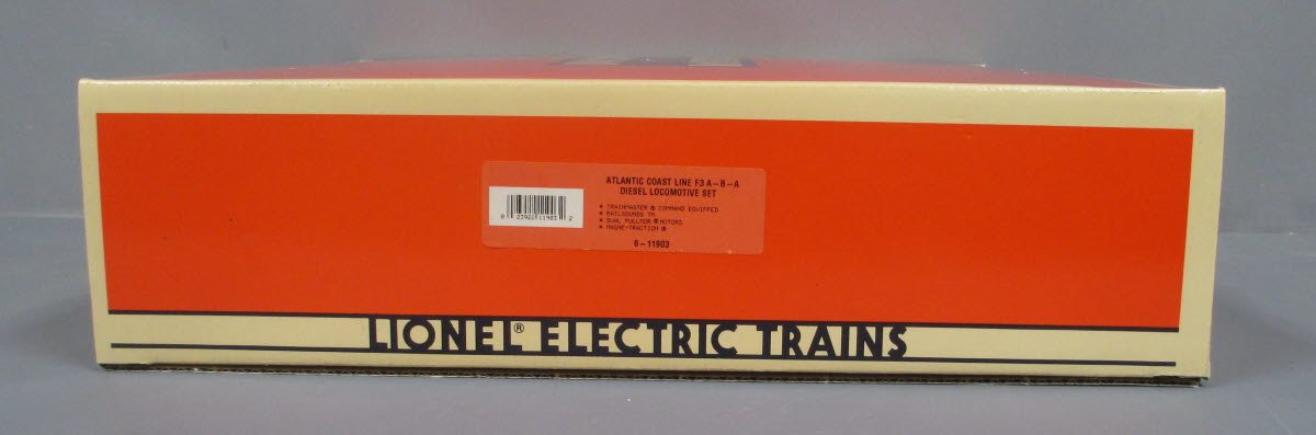 Lionel 6-11903 O Gauge Atlantic Coast Line F3 ABA Diesel Set w/TMCC & RS LN/Box
