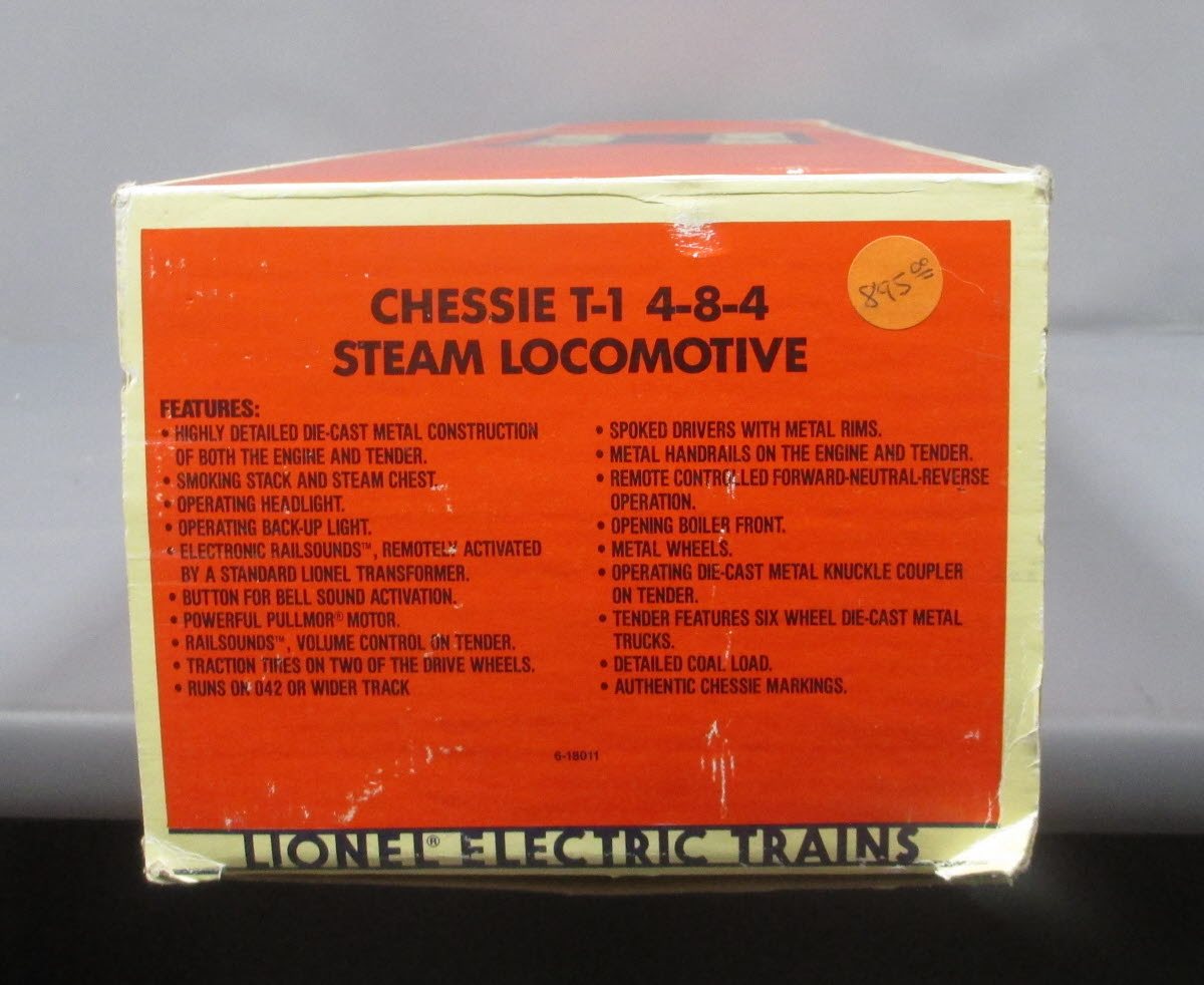 Lionel 6-18011 O Gauge Chessie 4-8-4 T1 Steam Locomotive & Tender #2101 LN/Box