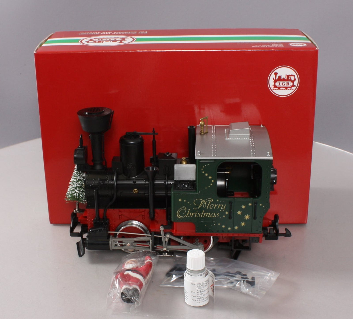 LGB 20215 G "Stainz" Christmas Steam Locomotive with Lighted Christmas Tree!
