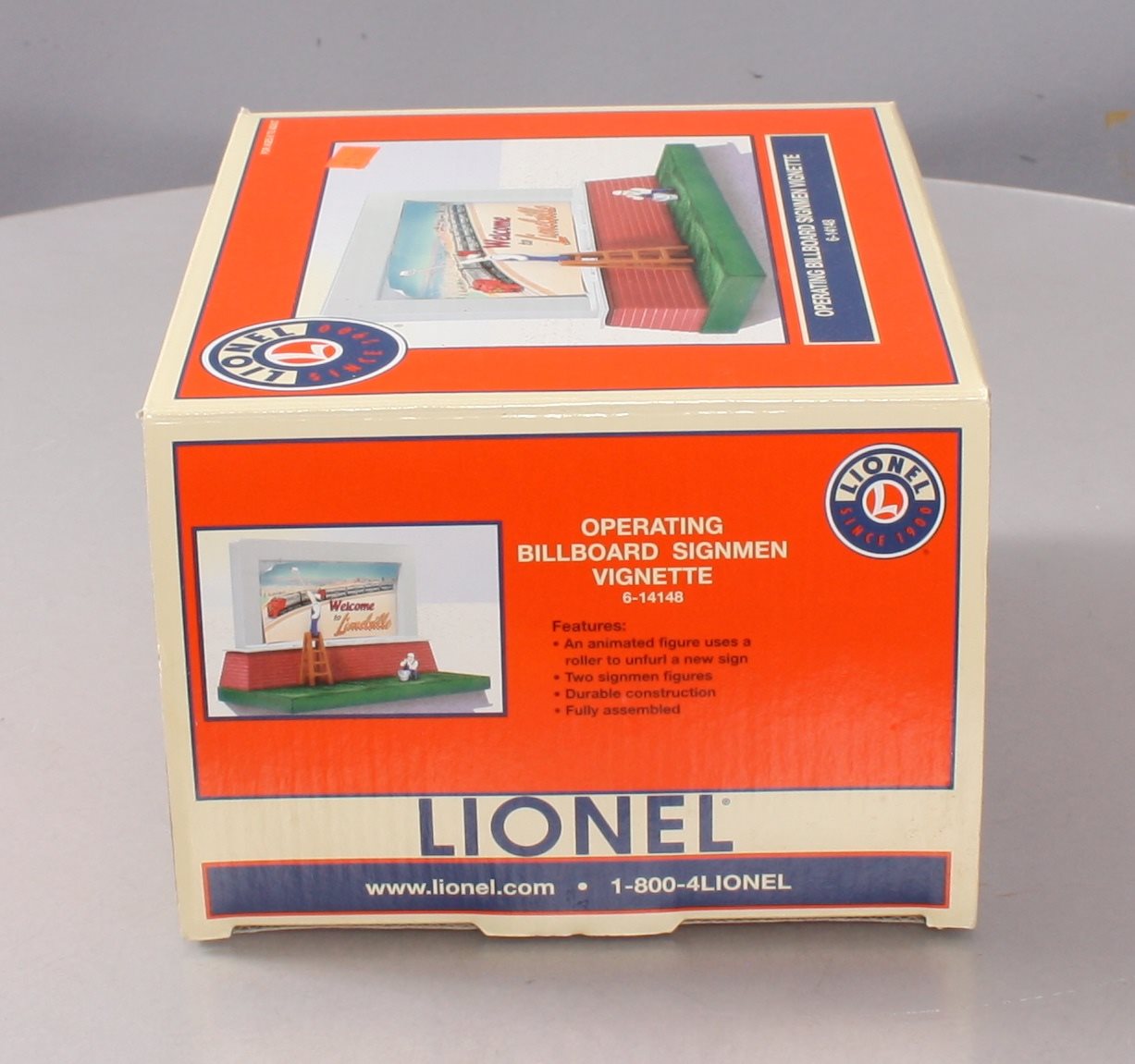 Lionel 6-14148 O Operating Billboard Sign Men Vignette LN/Box
