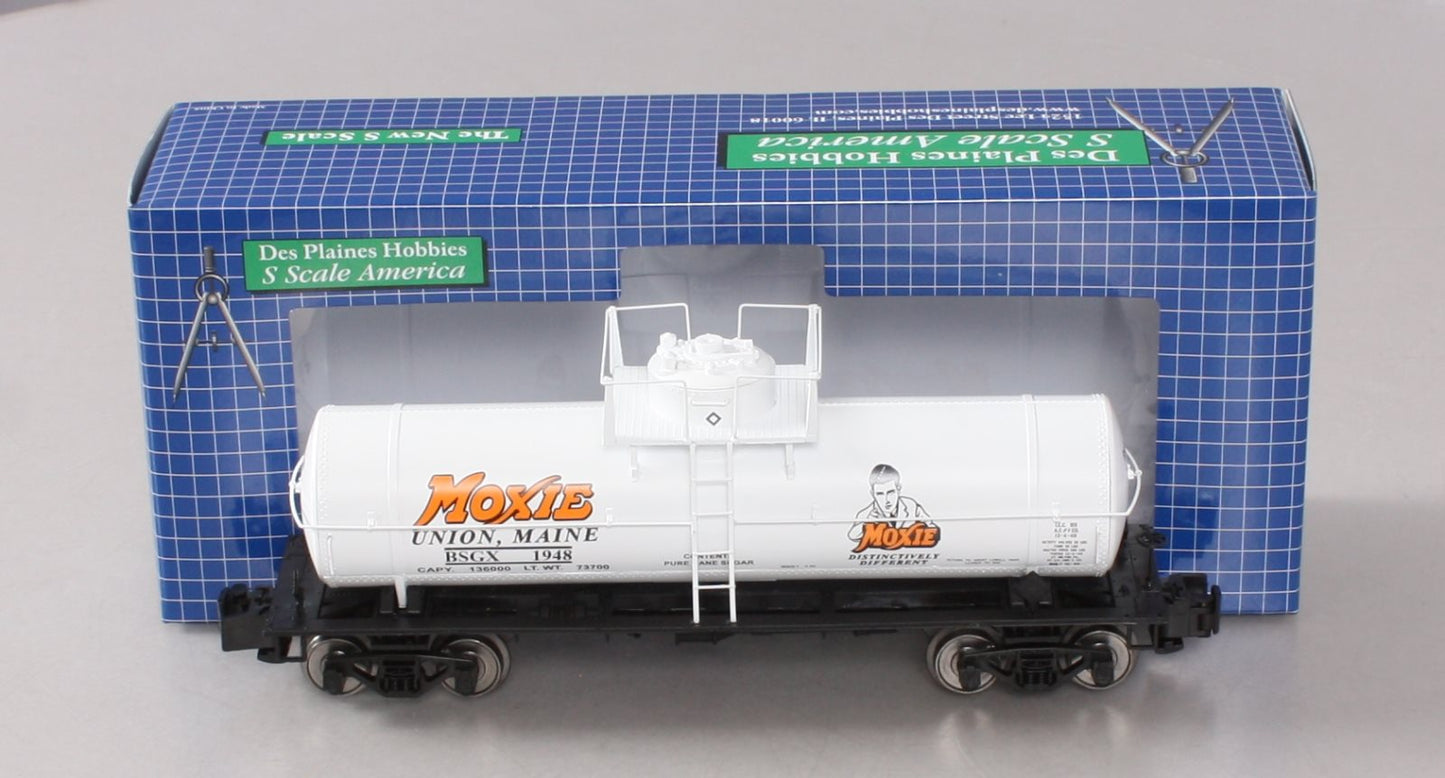 Des Plaines Hobbies NASG 2018-1 S Scale Moxie Tank Car with Platform #1948 LN/Box