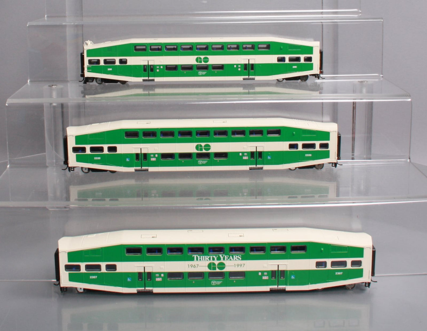 Athearn 2581 HO Scale GO Transit Bombardier Passenger Cars #200 #2307 #2330 LN/Box