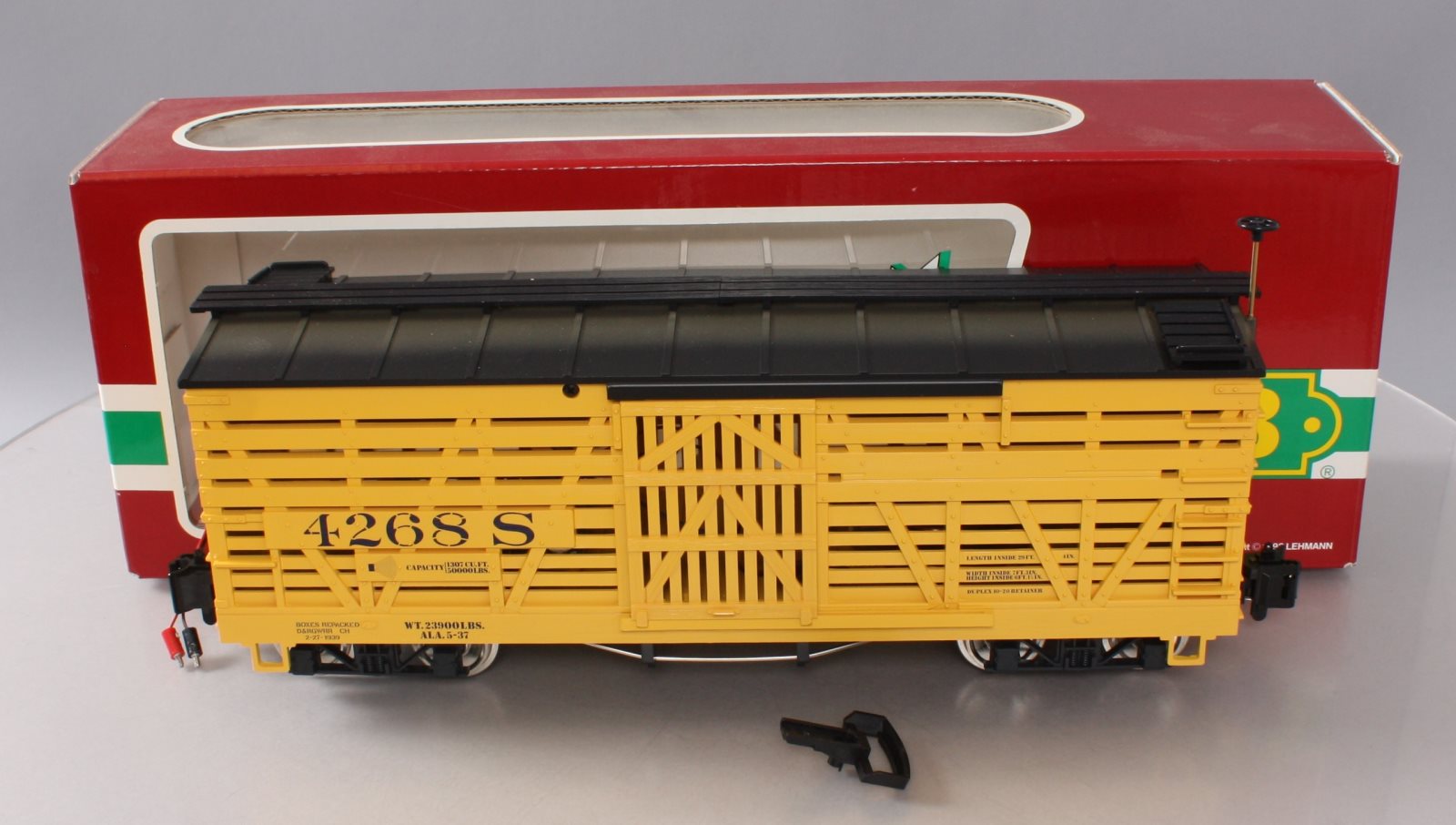LGB 42682 G Scale D&RGW Stock Car w/Cattle Sound (Metal Wheels) LN/Box