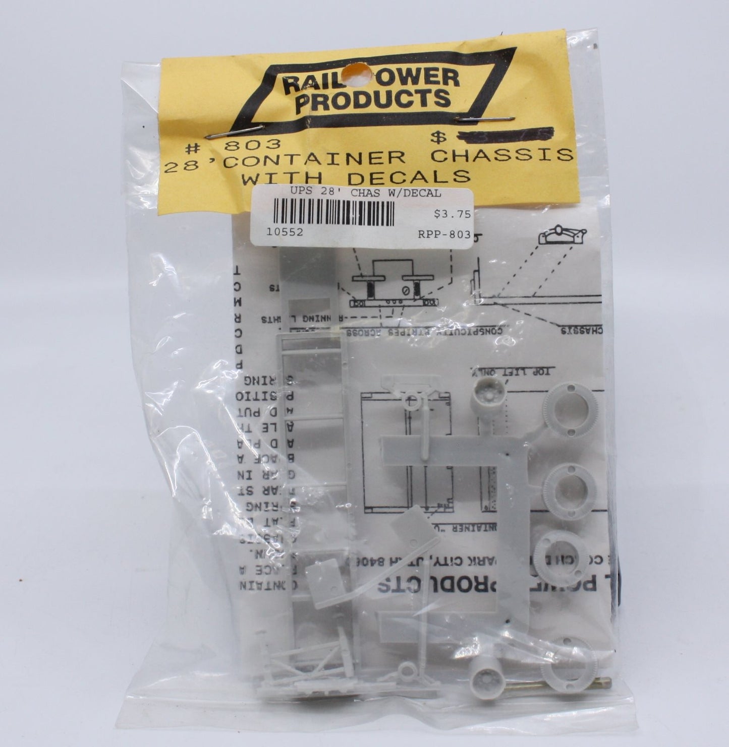 Rail Power 803 HO 28'' Container Chassis W/Decals Kit