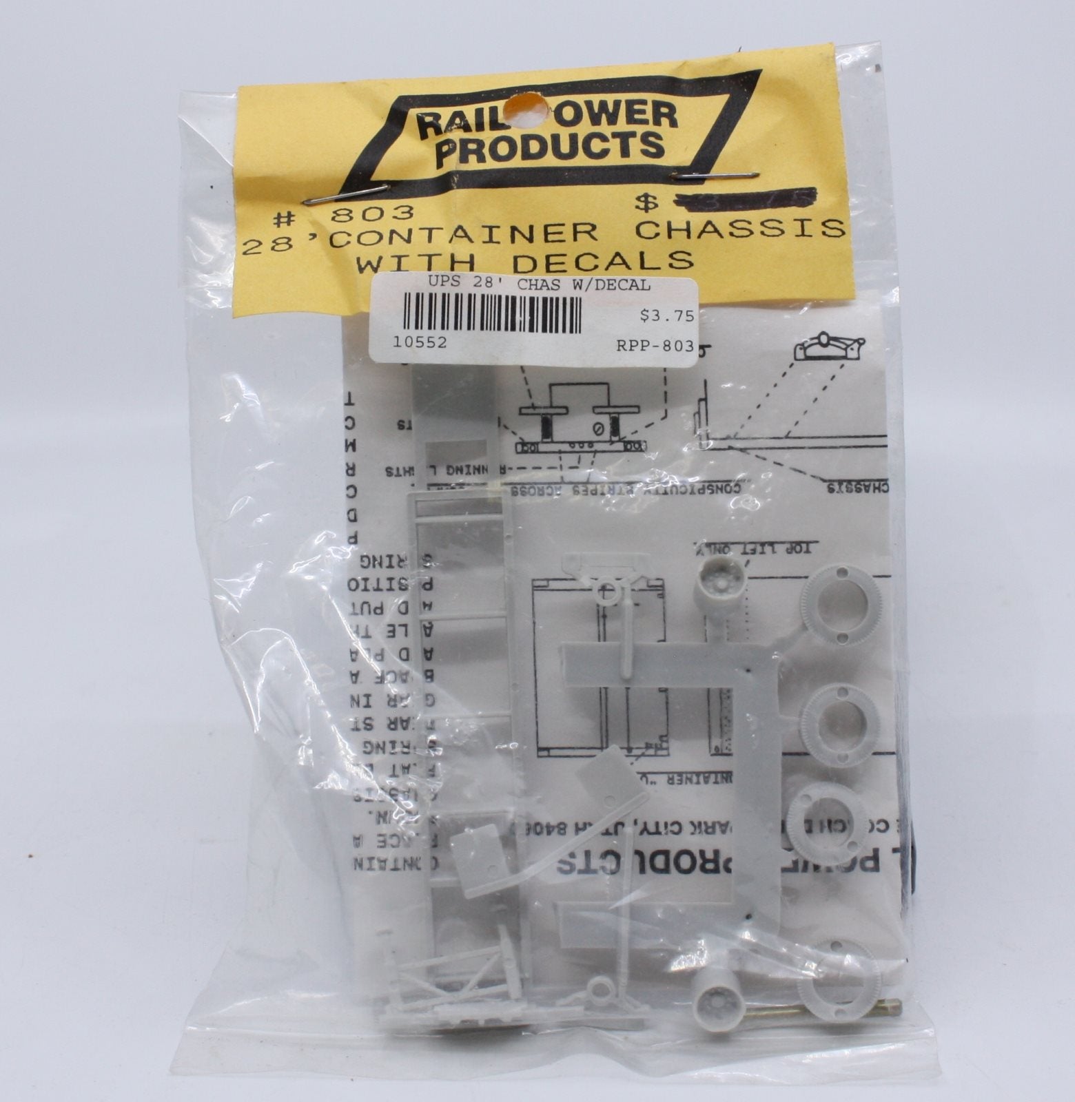 Rail Power 803 HO 28'' Container Chassis W/Decals Kit