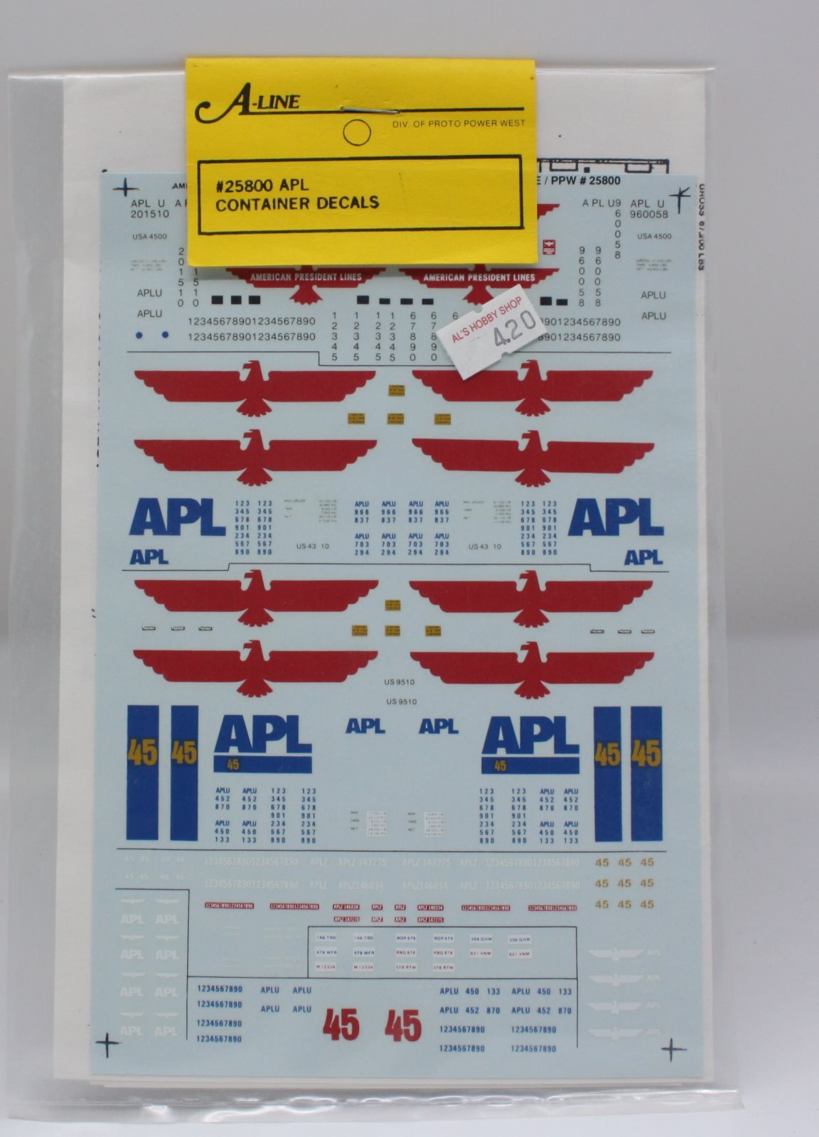 A-Line 25800 HO American President Lines Container Decals