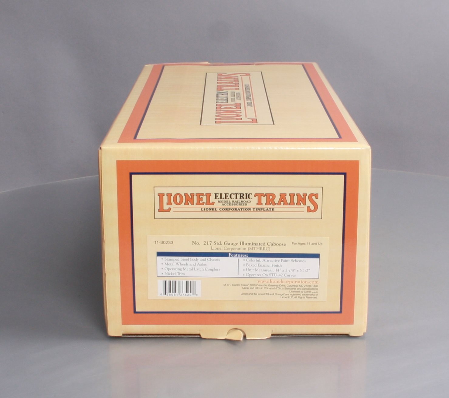 MTH 11-30233 Std. Gauge Lionel Corporation Tinplate Illuminated Caboose #217 MT/Box