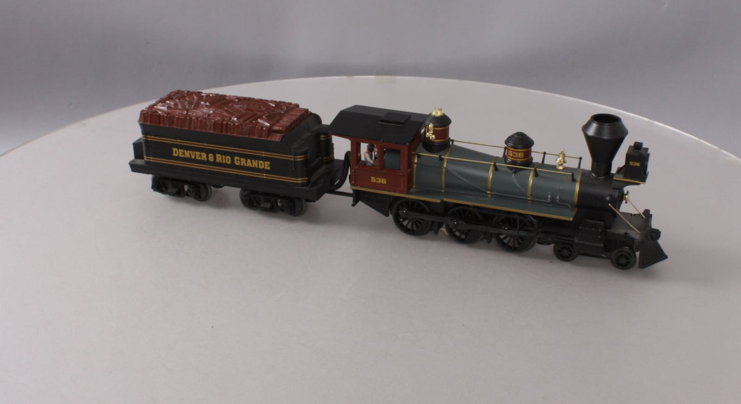 MTH 30-1376-1 O Gauge D&RG 4-6-0 Ten Wheeler Steam Engine & Tender #536 w/PS2 EX/Box