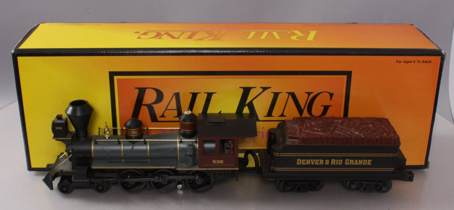 MTH 30-1376-1 O Gauge D&RG 4-6-0 Ten Wheeler Steam Engine & Tender #536 w/PS2 EX/Box
