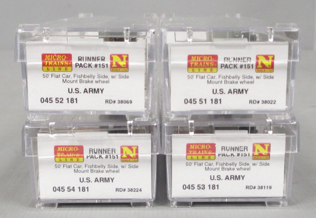 Micro-Trains 99300151 N US Army 50' Flatcar Running Pack (Set of 4) LN/Box