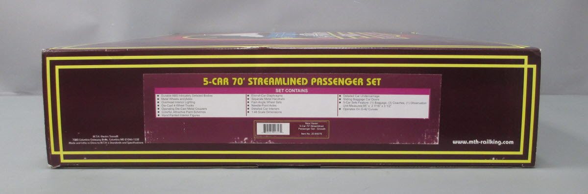 MTH 20-65078 O Gauge New Haven Streamline ABS Passenger Car Set (Set of 5) LN/Box